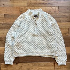Vtg Alps Fine Women’s Apparel pointelle knit cotton 1/4 zip sweater